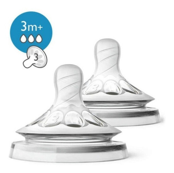 Tetina Avent Natural 3 Meses Blister X2 Flujo Medio 0