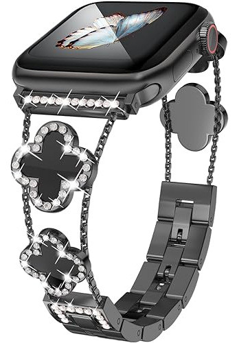 Malla De Metal Con Brillos Para Apple Watch 38/40/41mm Negro 0