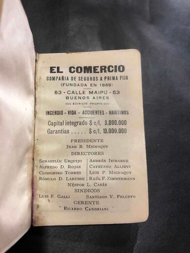 Carnet Antiguo Libreta El Comercio 1928. 53020. 1