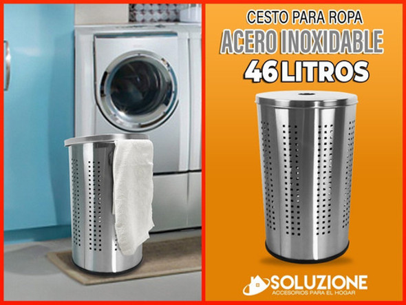 Canasto Laundry Acero Inoxidable Cesto Ropa Sucia 46 Litros 1 Canasto Laundry Acero Inoxidable Cesto Ropa Sucia 46 Litros 1