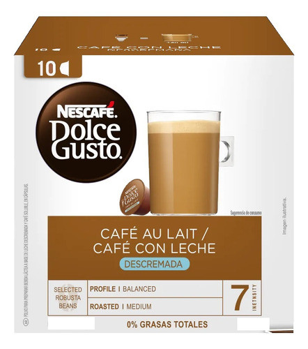 Capsulas Dolce Gusto Cafe Au Lait Con Leche Descremada 0