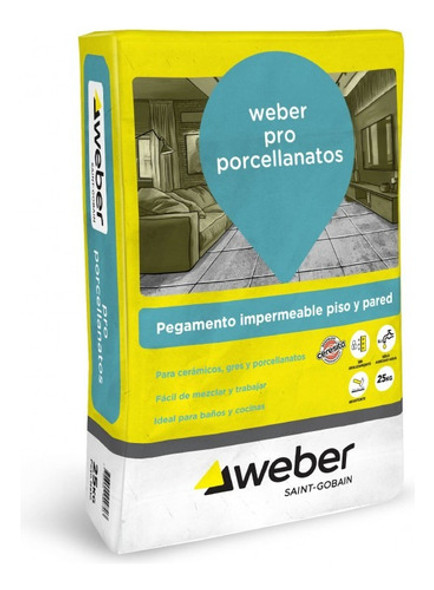 Pegamento Cerámicas Y Porcelanato Weber Pro X 25kg 0