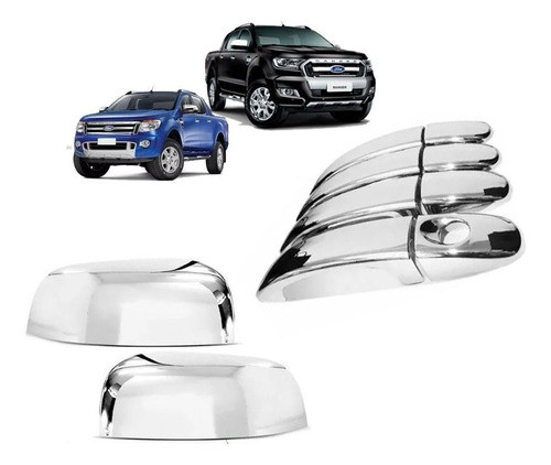 Kit 4 Cubre Manijas Y 2 Cubre Espejo Cromadas Ranger 2013 20 0