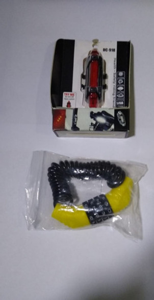 Combo Candado Linga Combinacion + Luz Trasera Recargable 0