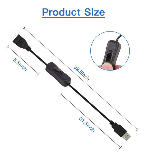 Dfsucces Cable De Extensin Usb 2 Piezas Con Interruptor De E 1