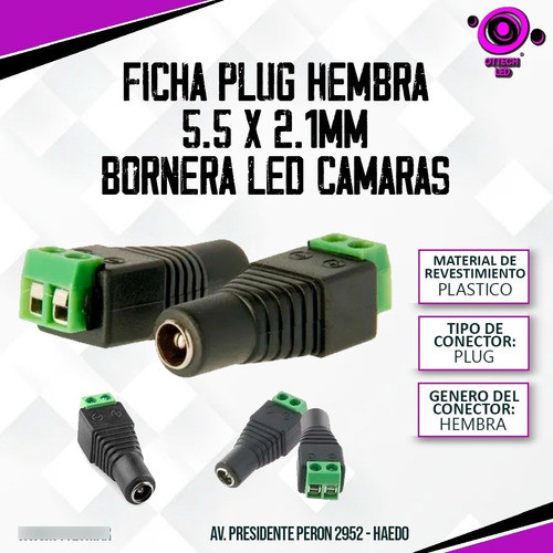 Ficha Plug Hembra 5.5 X 2.1mm Bornera Led Camaras Cctv X100 1