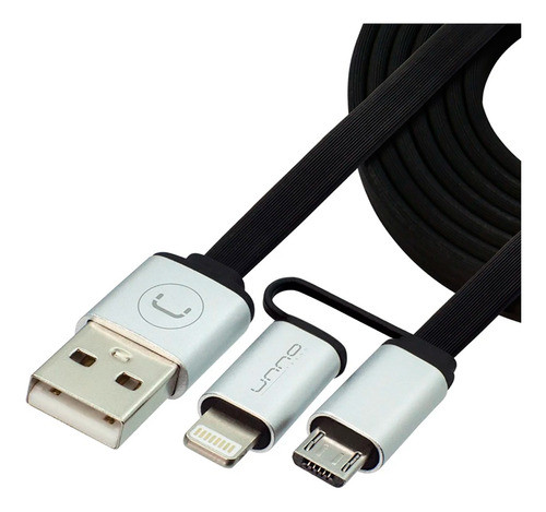 Cable Unno 2 En 1 Lightning Y Micro Usb Plano - Tecnobox 0