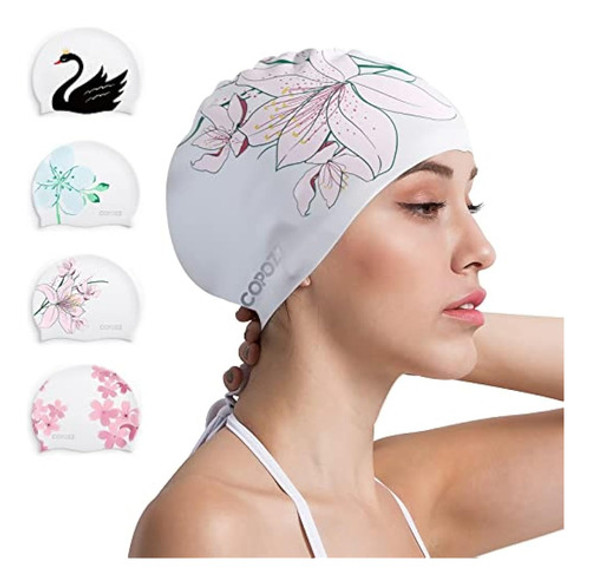 Copozz Gorro De Natación De Silicona Para Mujer, 0 Copozz Gorro De Natación De Silicona Para Mujer, 0