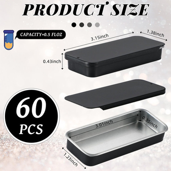 Mini Latas Rectangulares Tapa Deslizabble 60u 80x35x10mm Neg 1