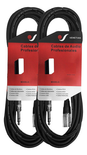Venetian Par De Cable Xlr M A Plug Estéreo 2 Metros Monitor 0