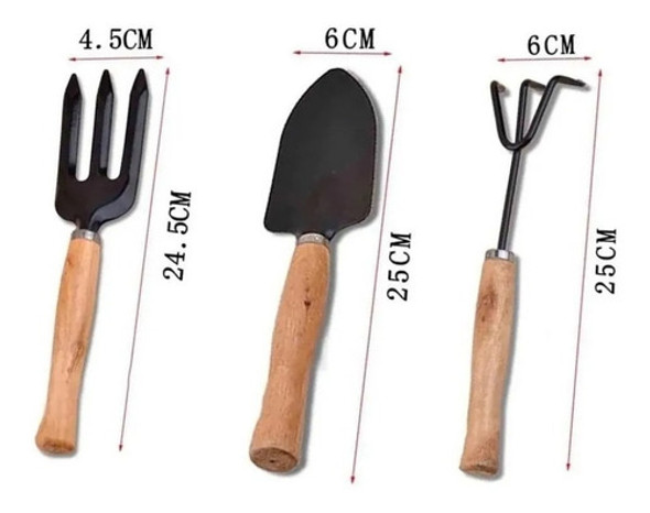 Set De Jardineria De 3 Piezas  Pala, Rastrillo, Removedor 1
