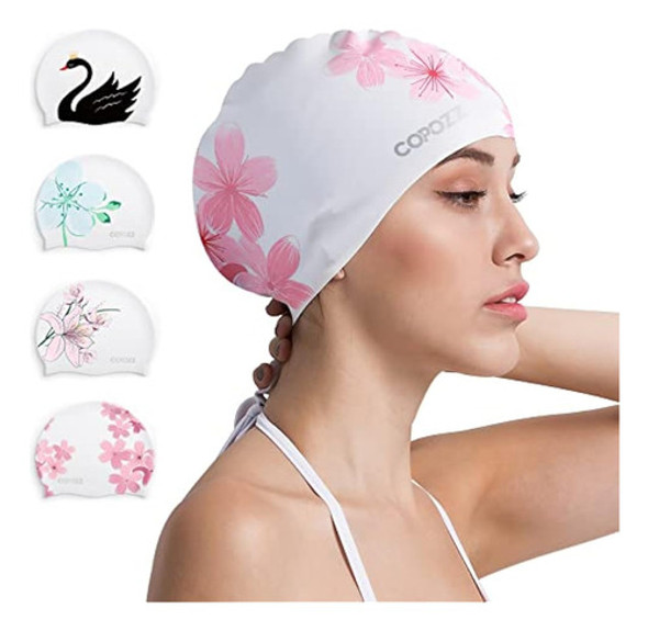 Copozz Gorro De Natación De Silicona Para Mujer, 0 Copozz Gorro De Natación De Silicona Para Mujer, 0