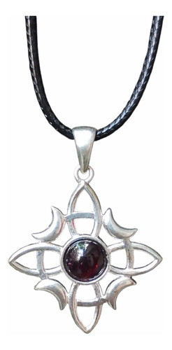 Nudo De Bruja Con Granate Alpaca Y Plata Con Cordón 0