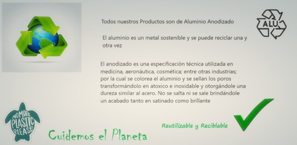 Pajita Sorbete Corto Reutilizables Aluminio Anodizadox20 Uds 1