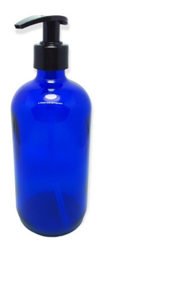 Frasco Vidrio Azul 500cc Ml Dispensador Válvula Cremera X10 1