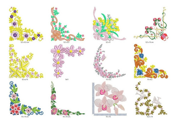 42 Matrices P/ Maquinas De Bordar Flores/esquinas Con Flores 0