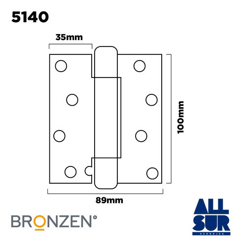 Bisagra Resorte Autocierre 100mm X 89mm Acero Inox Par 1