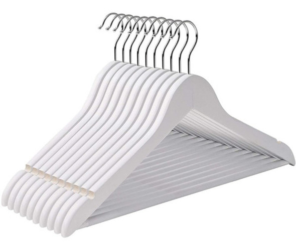 Perchas De Madera Color Blanco Lustradas X 10 Unidades 0