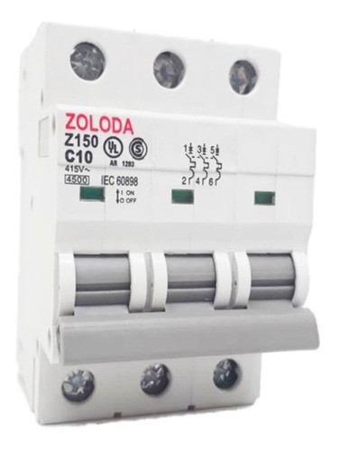 Interruptor Termomagnetico Zoloda Acb306c06 Tripolar 6a 1
