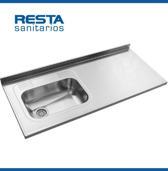 Mesada Acero Inox Johnson 140 Con Bacha Zz52 Lado Izquierdo 1