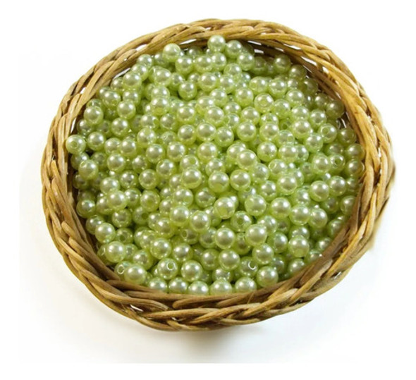 100 Perlas Para Coser 6 Mm Verde Manzana Insumos Bijouterie 0