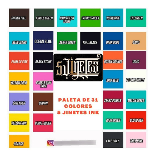 Tinta 5 Jinetes Tattoo Ink X 10 Unidades A Elección 1 Tinta 5 Jinetes Tattoo Ink X 10 Unidades A Elección 1