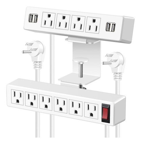 Regleta De Enchufes Blanca 2 En 1 Con Borde De Escritorio, T 0