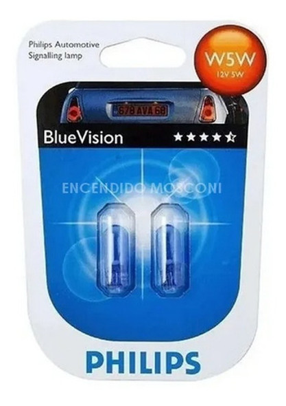 Lampara Philips T10 12v W5w 12961 Bv Blue Vision 0