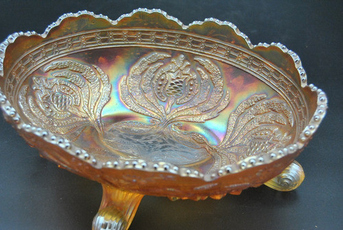 Antiguo Centro De Mesa Vidrio Cristal Fuente Vintage Retro 1