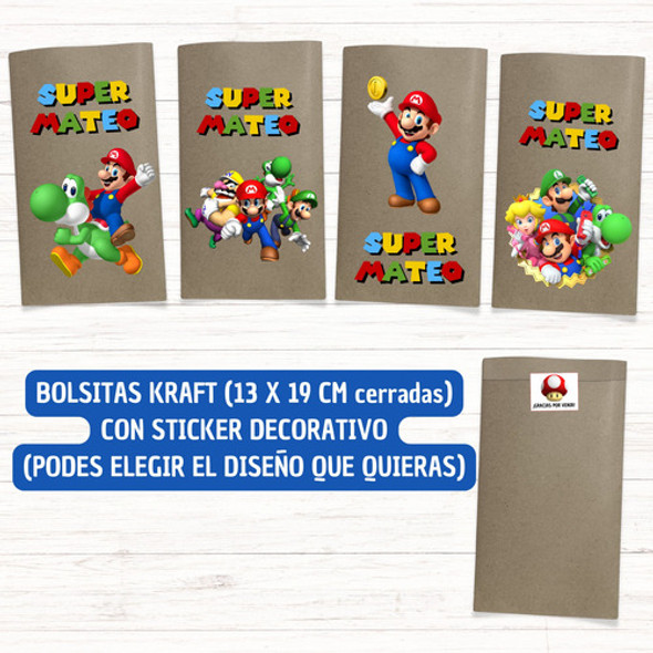 Mario Bros Kit De Fiesta Para 35 Chicos Bolsitas Cake Topper 1