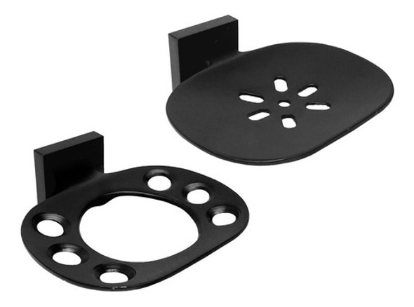 Jabonera + Porta Cepillo Baño Bronce Negro Currao Calabria 0