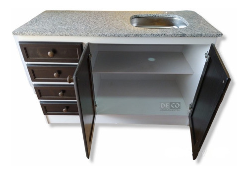 Mueble Frente Macizo Pino  Tabaco + Mesa Granito 1