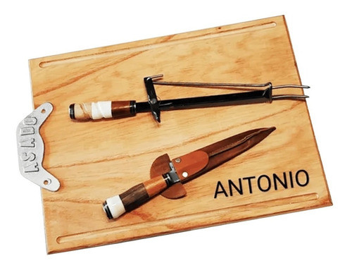 Bandeja Madera Asado Kit Parrillero Tabla Personalizado Logo 0