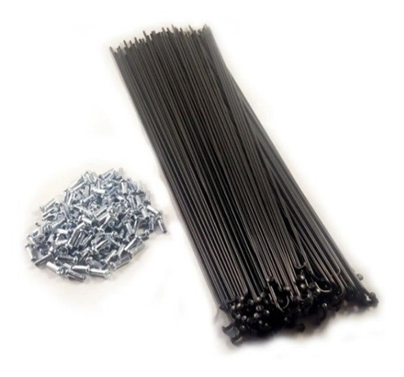 Rayos De Acero Para Bicicleta Negros 260x2mm Con Niples 36u 0