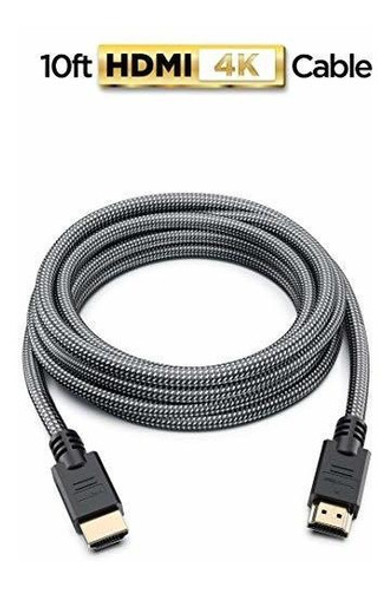 Cable Hdmi Powerbear 4k De 10 Pies | Conectores De Nylon Tre 1