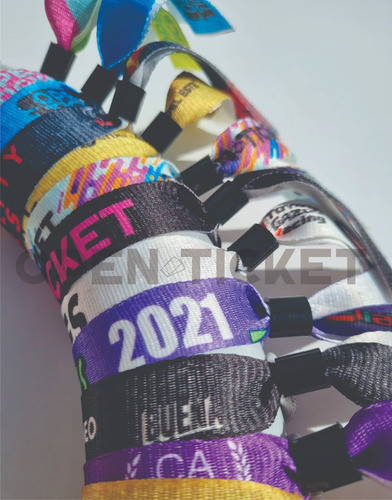 250 Pulseras Vip Eventos De Tela Sublimadas Con Broche Lolla 1