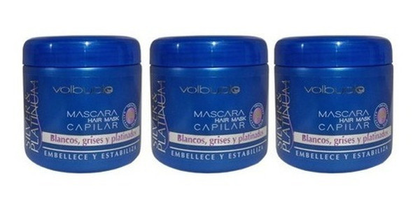 Mascara Volbucle Grises Blancos Platinados 200grs Kit X 3 0 Mascara Volbucle Grises Blancos Platinados 200grs Kit X 3 0