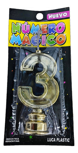 Vela Numero Metalizada Dorada N°3 0