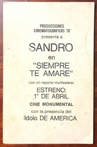 Sandro Foto Original De 1971 Presentación Película Única!! 1