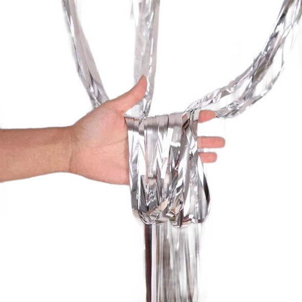 2 Cortina Tira Lluvia Metalizada 2x1m Fondo Cumpleaños Deco 0