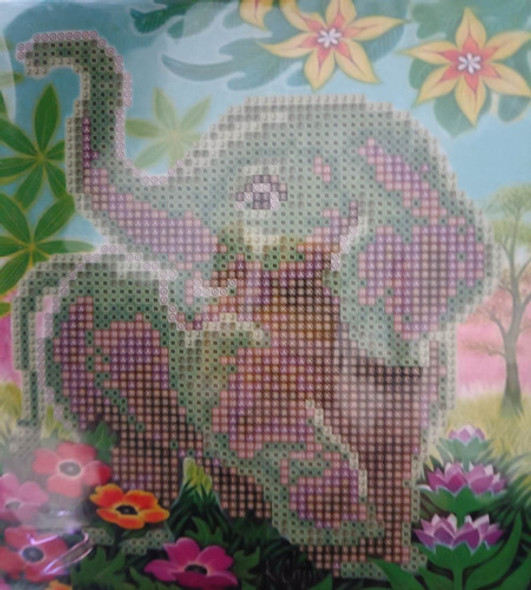 Pintura Por Diamantes Kit Completo 20x20 Elefante Verde 0