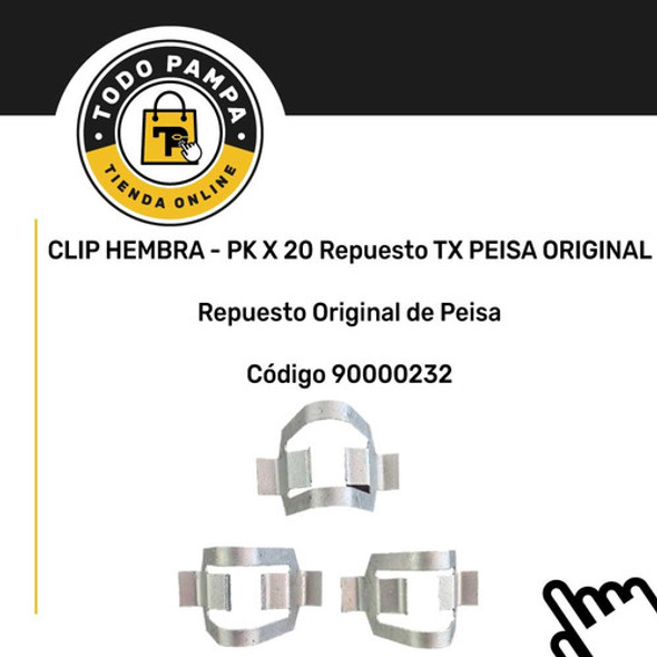 Clip Hembra Peisa X 20 Unidades Repuesto Original 90000232 1 Clip Hembra Peisa X 20 Unidades Repuesto Original 90000232 1