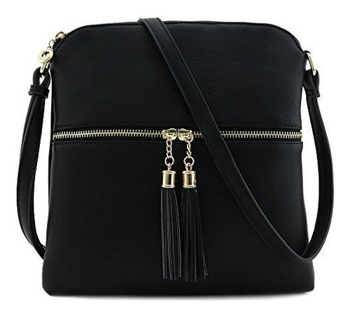 Bolso Cruzado Con Cremallera De Borla 0