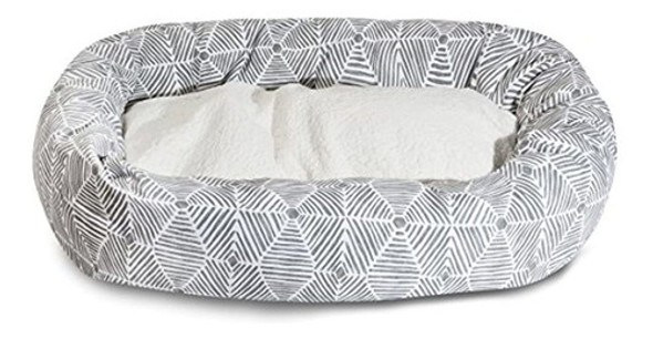 Majestuosa Cama De Bagel Sherpa Metalizado Charlie Beige De 1