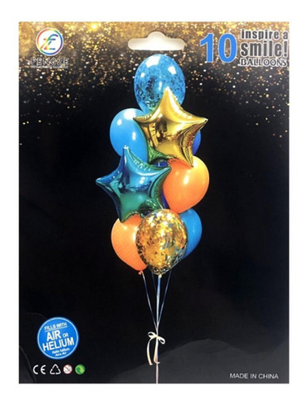 Set 10 Globos Metálicos, Látex Y Cristal Con Confeti 1