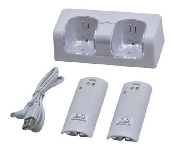 Base Cargadora Nintendo Wii Control Remote 2 Baterias Doble 1