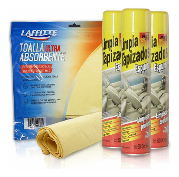Full Car Combo Espuma Limpia Tapizado X3 + Paño Secado 0