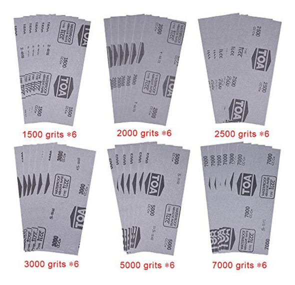 36 Piezas De Papel De Lija 1500 2000 2500 3000 5000 700... 1