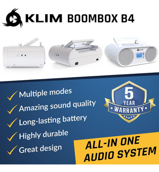 Reproductor Klim Boombox B4, Cd, Radio Am/fm, Bluetooth, Usb 1
