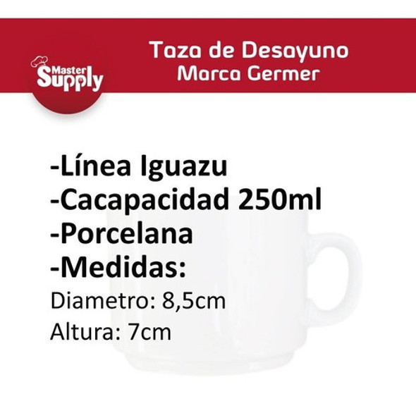 Set X6 Taza Desayuno Cafe C/leche Vajilla Porcelana Germer 1